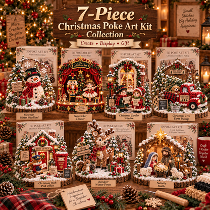 🎄✨ 3D Christmas Poke Art Kit – Cozy Winter Village DIY Craft Collection