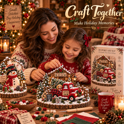 🎄✨ 3D Christmas Poke Art Kit – Cozy Winter Village DIY Craft Collection