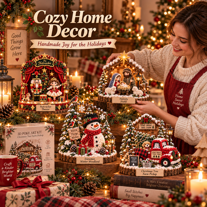 🎄✨ 3D Christmas Poke Art Kit – Cozy Winter Village DIY Craft Collection