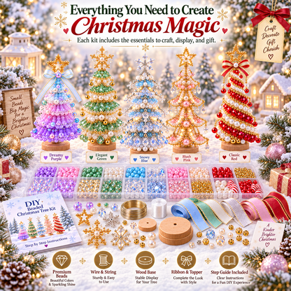🎄✨ DIY Beaded Christmas Tree Kit – Pastel Pearl Holiday Craft