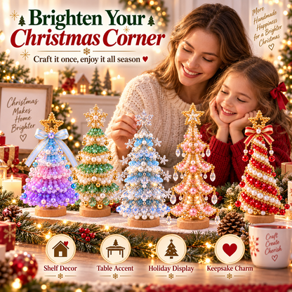🎄✨ DIY Beaded Christmas Tree Kit – Pastel Pearl Holiday Craft