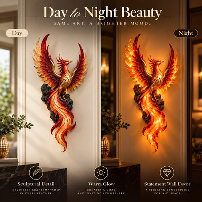 🔥 Phoenix Flame Wall Light – Glowing Firebird Wall Decor