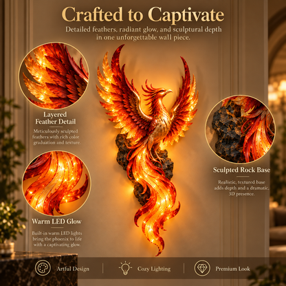 🔥 Phoenix Flame Wall Light – Glowing Firebird Wall Decor