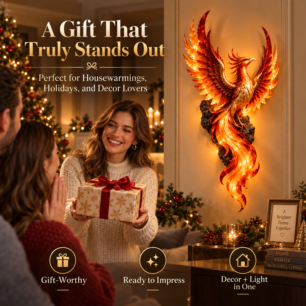 Phoenix wall light displayed in home interior