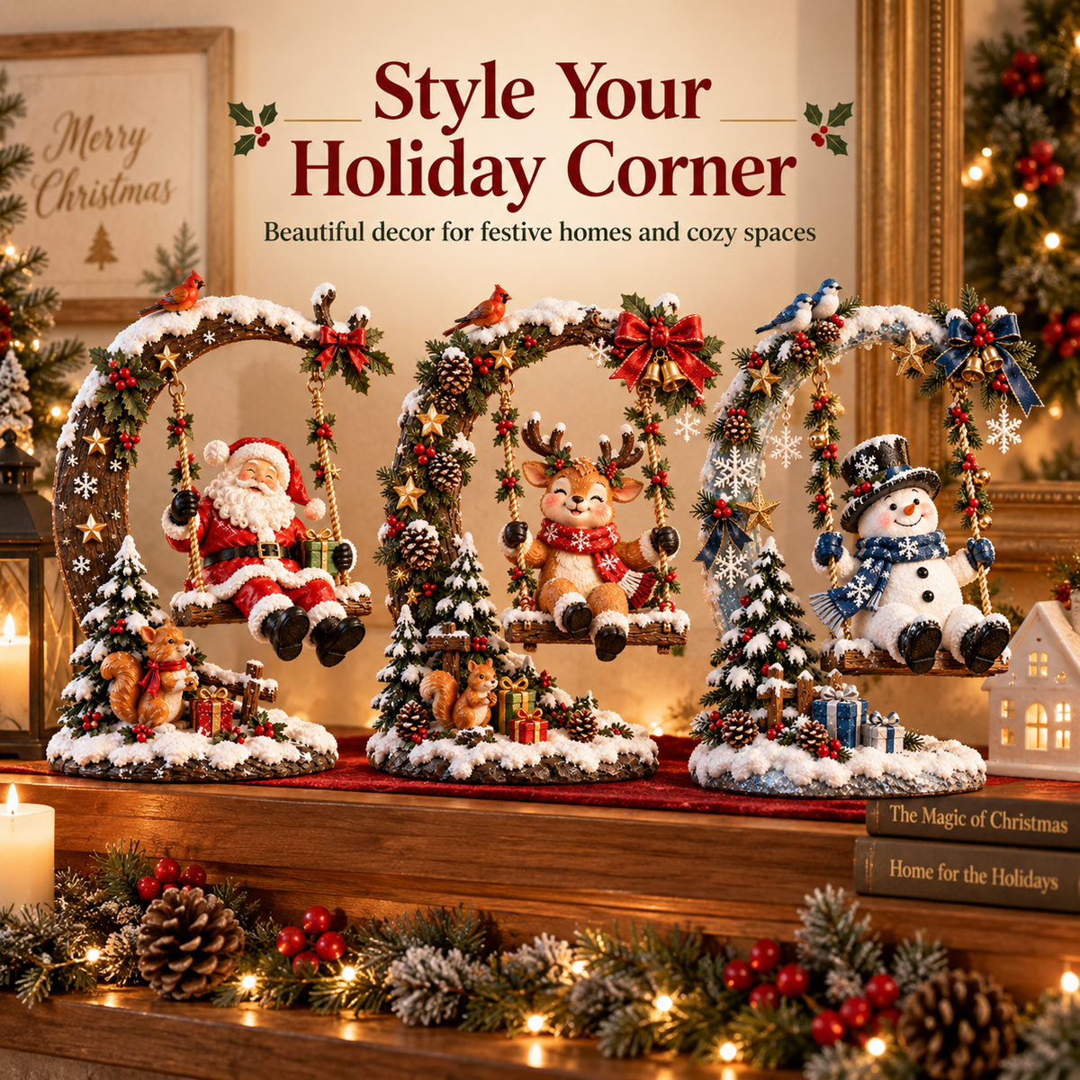 Original Christmas swing figurine scene
