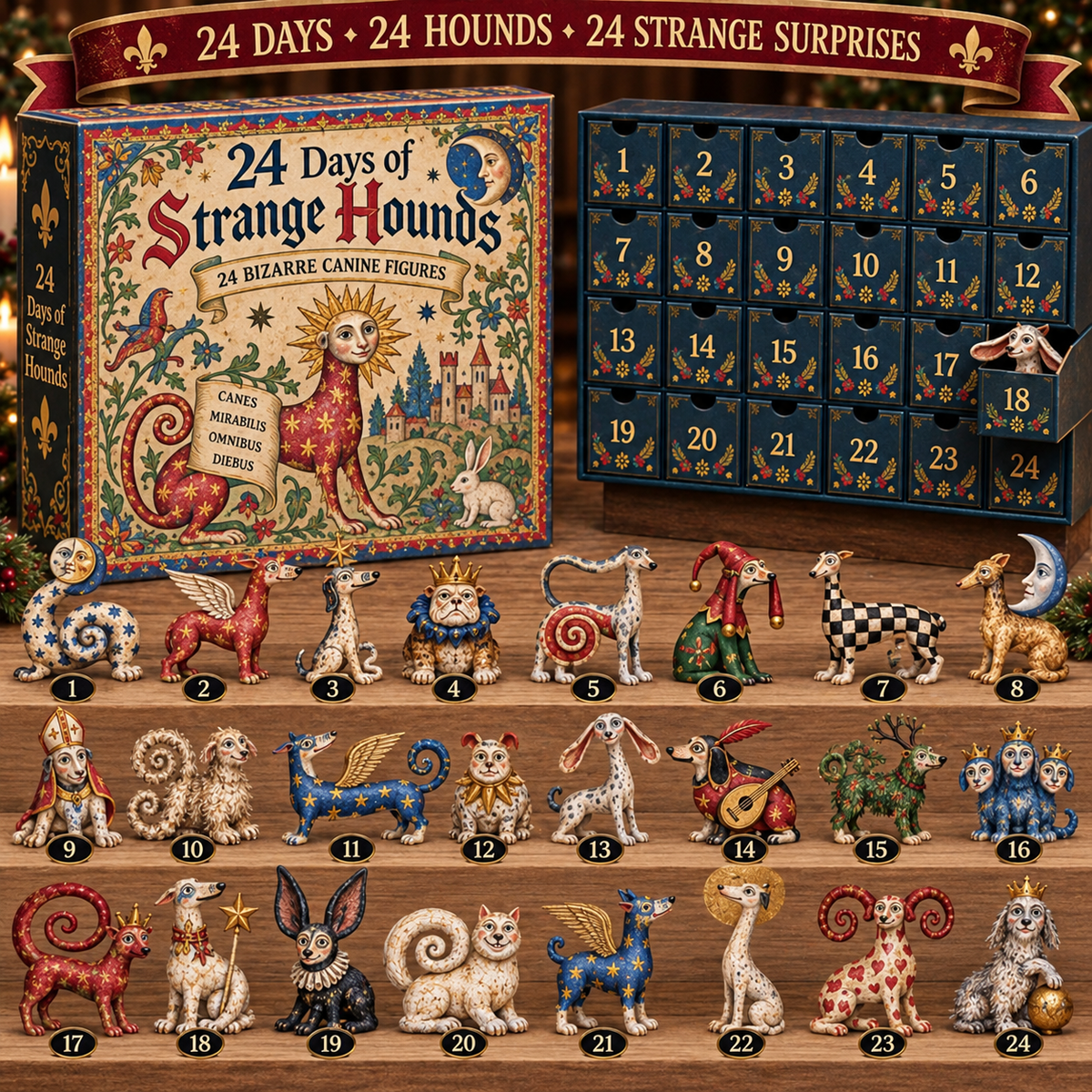 🐕🏰 24 Days of Curious Medieval Dogs – 24-Piece Mystery Collection