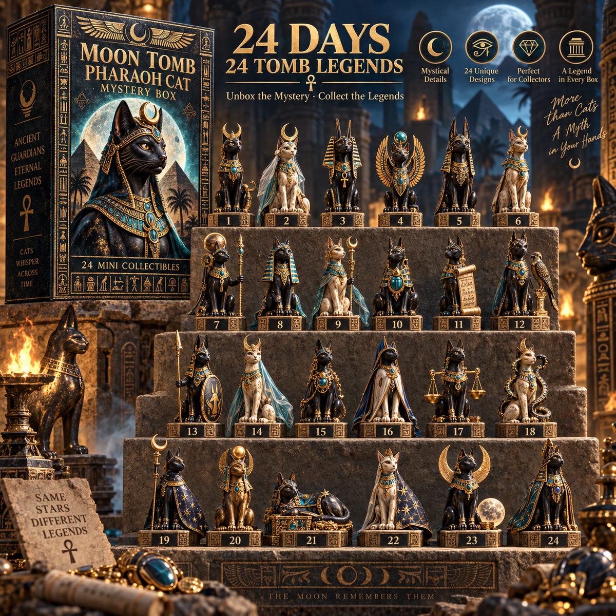 ✨ Ancient Egypt Cat Legends™ – 24 Pharaoh Cat Mystery Collectibles