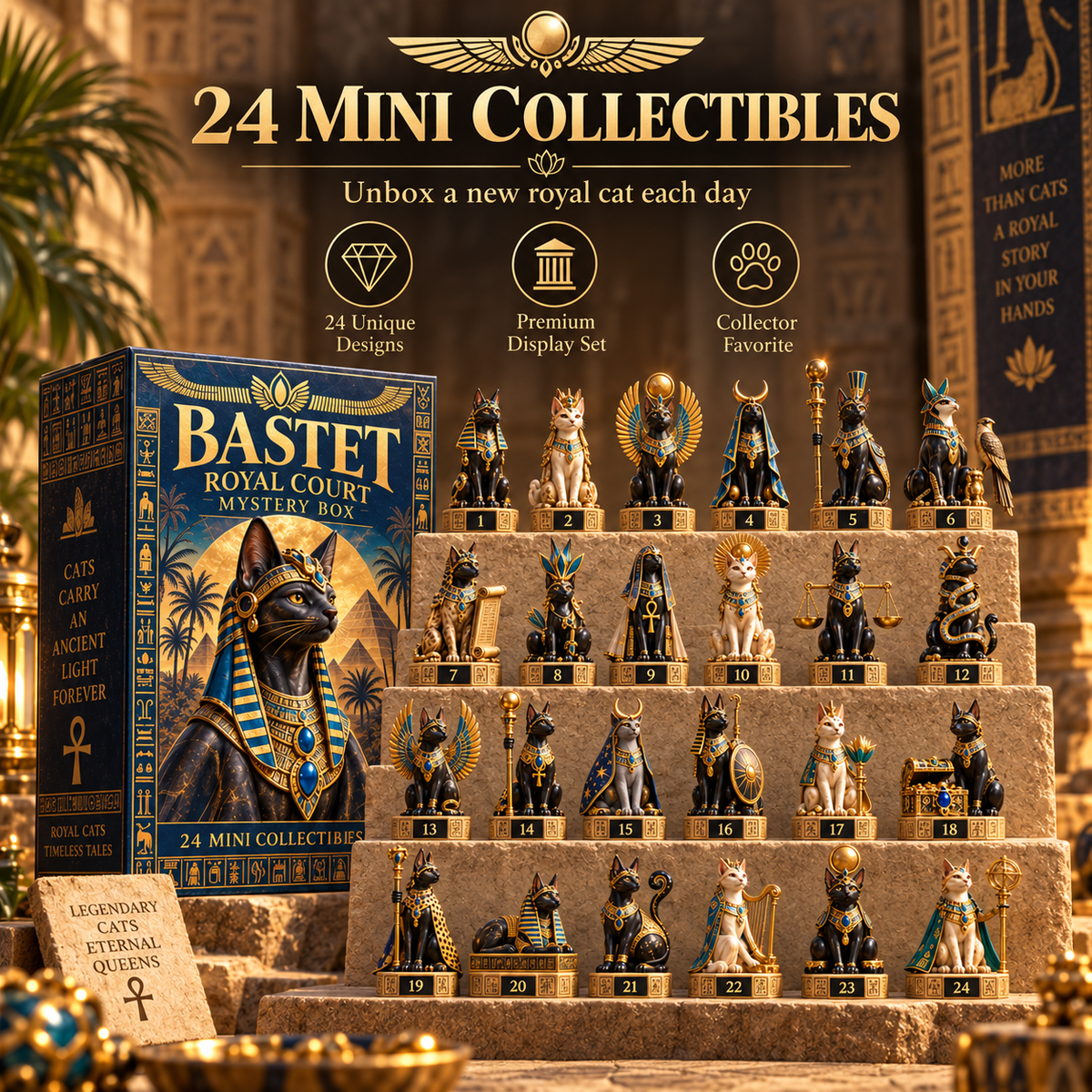 ✨ Ancient Egypt Cat Legends™ – 24 Pharaoh Cat Mystery Collectibles