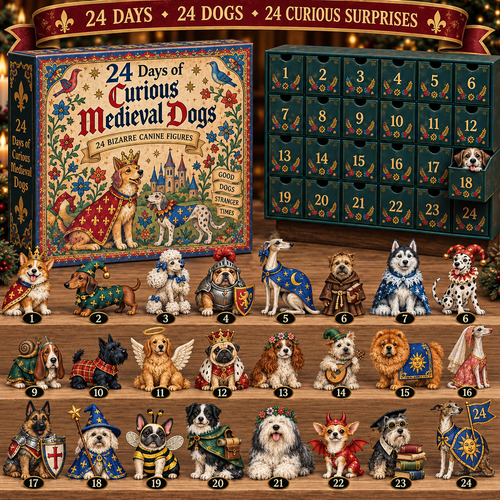 🐕🏰 24 Days of Curious Medieval Dogs – 24-Piece Mystery Collection