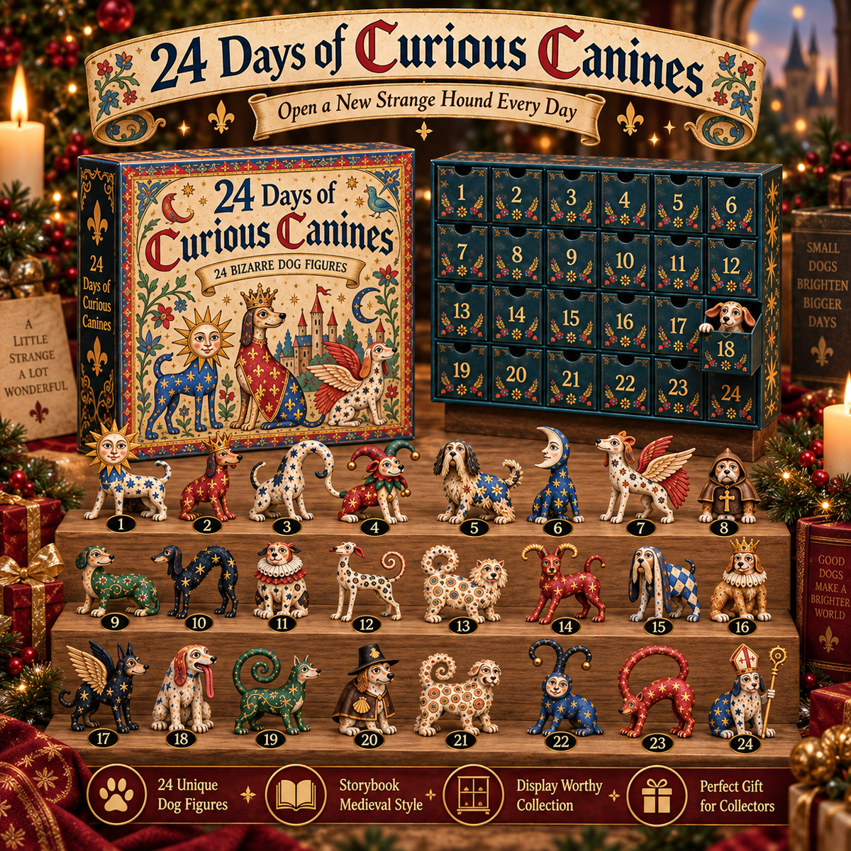 🐕🏰 24 Days of Curious Medieval Dogs – 24-Piece Mystery Collection