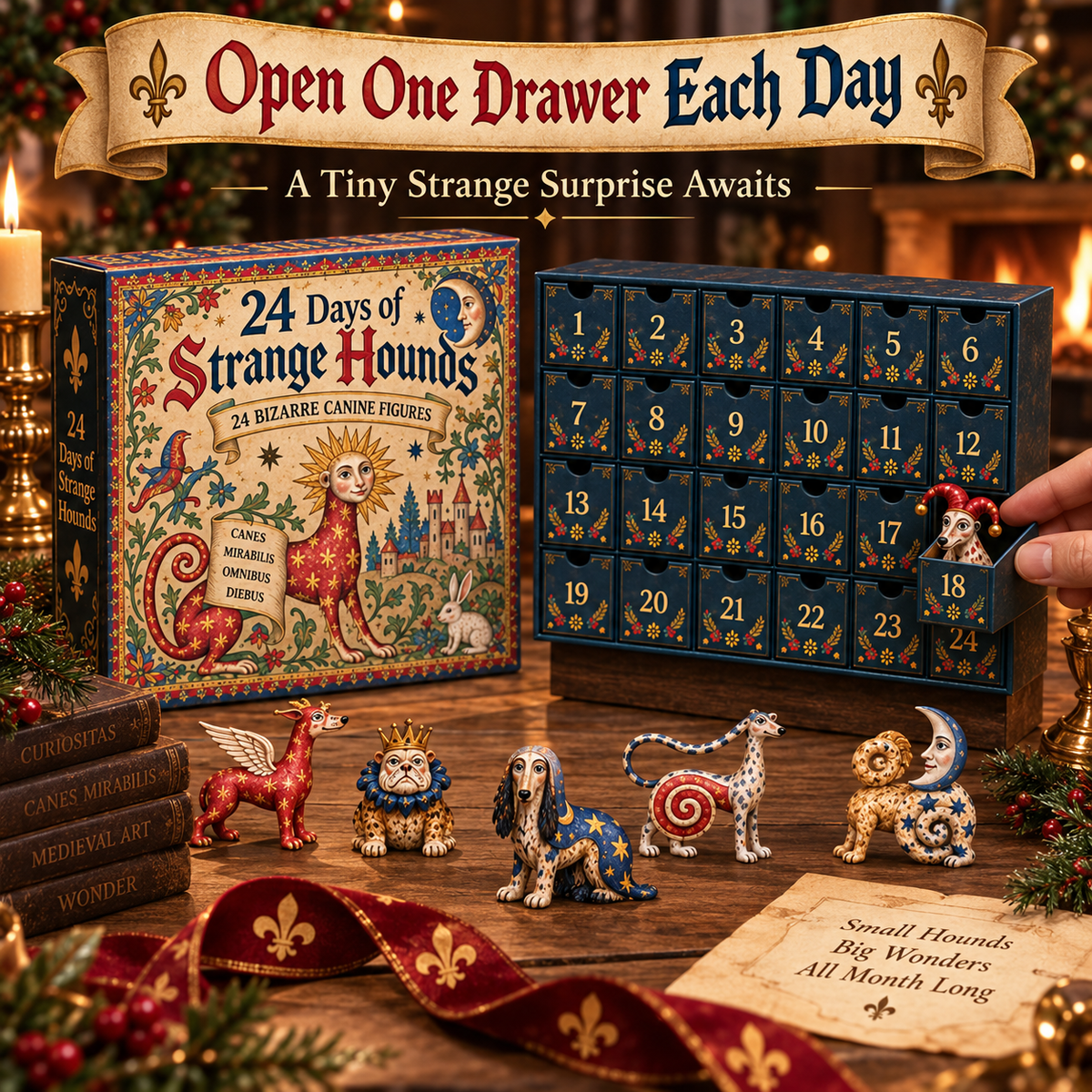 🐕🏰 24 Days of Curious Medieval Dogs – 24-Piece Mystery Collection