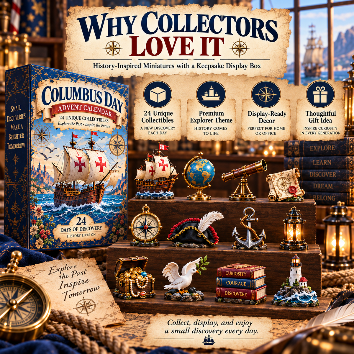 US⛵ Columbus Day Commemorative Collection™ – 24-Day Holiday Countdown & Collectibles