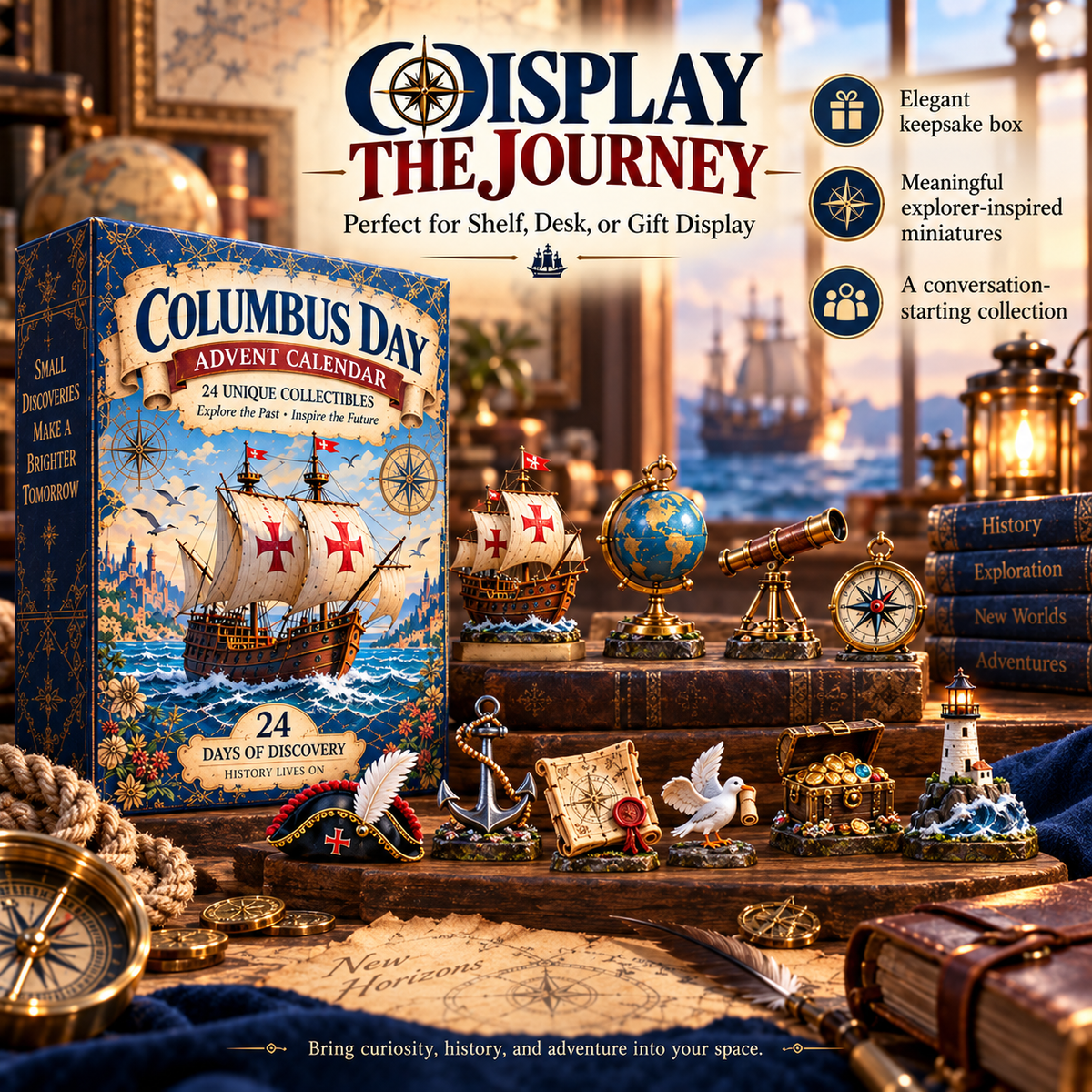 US⛵ Columbus Day Commemorative Collection™ – 24-Day Holiday Countdown & Collectibles