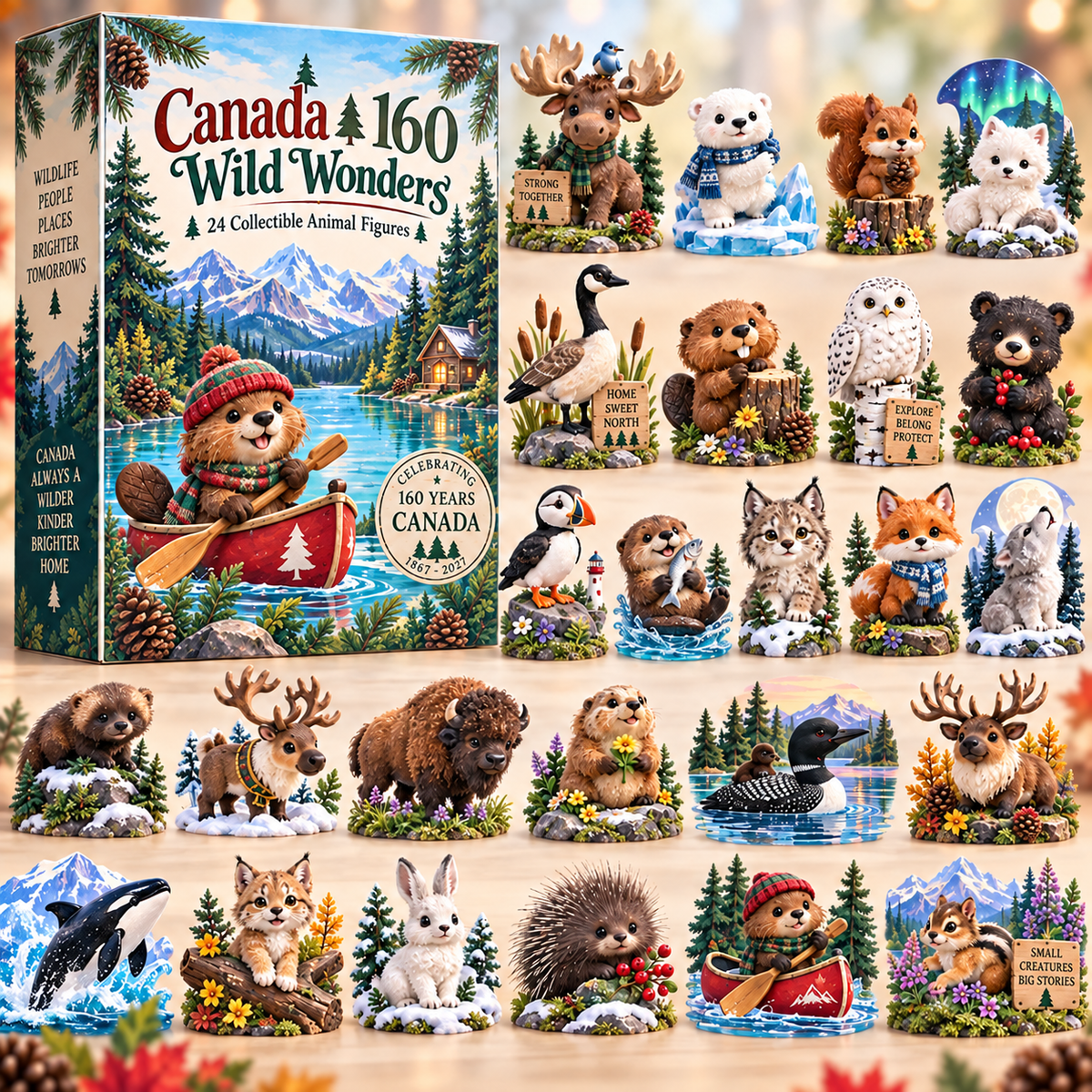 🍁 Canada 160 Wildlife Celebration™ – 24 Canadian Animal Collectibles