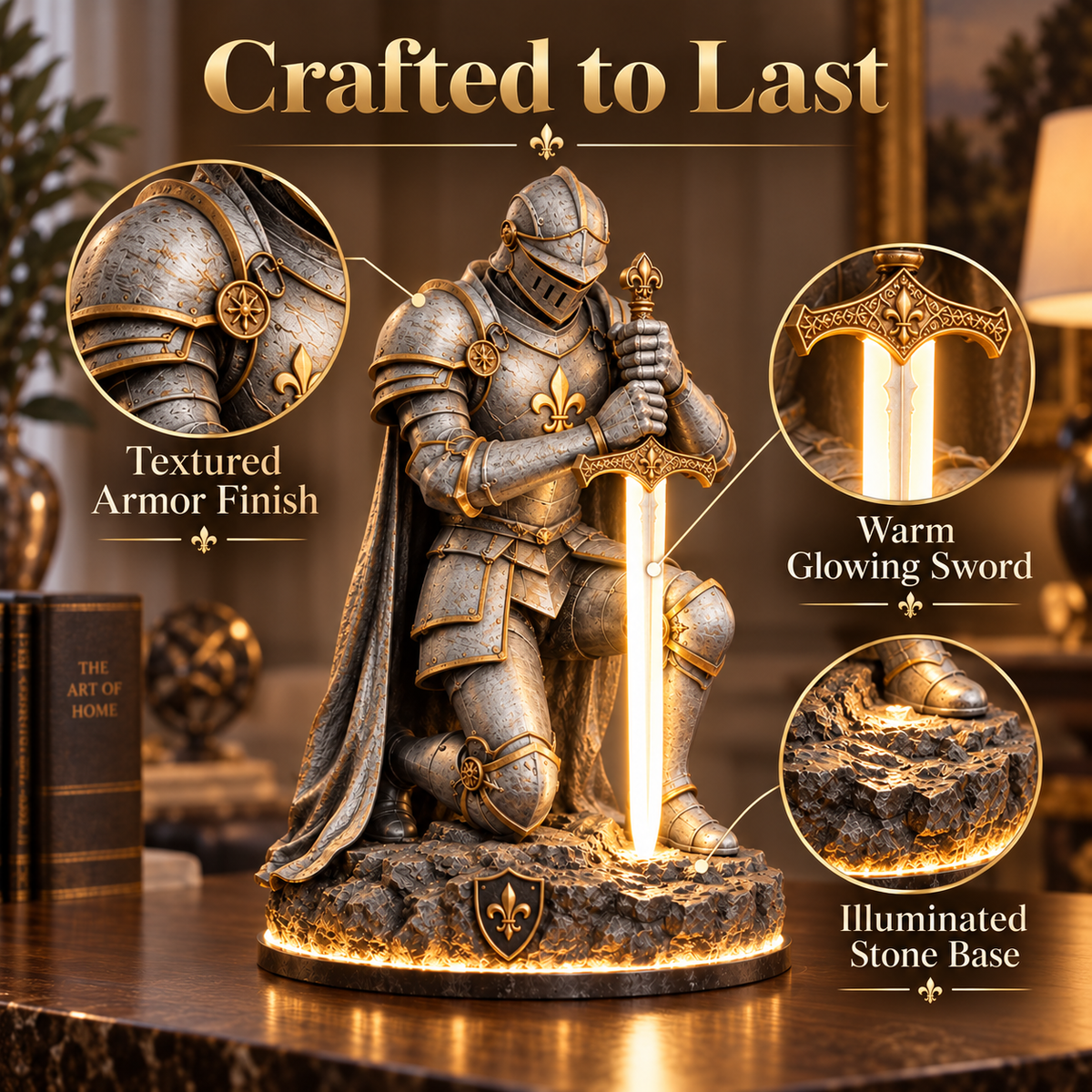 👑🛡️ The King’s Last Guardian™ – Illuminated Knight Sculpture