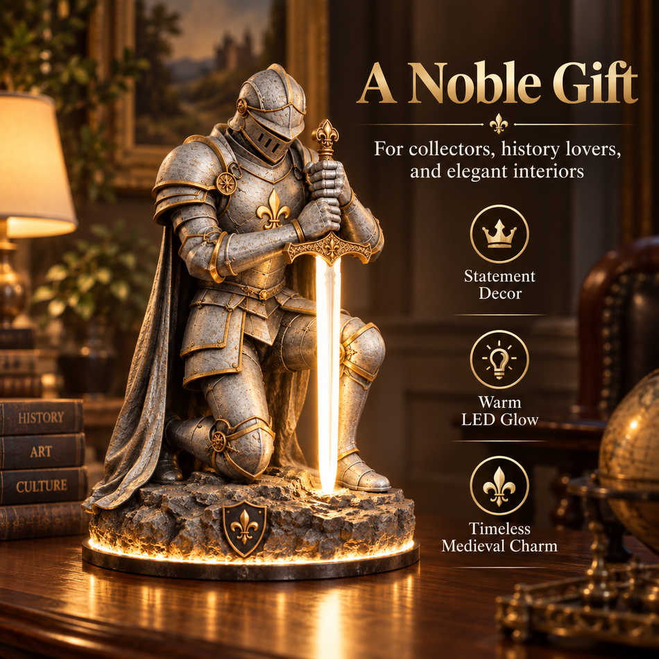 👑🛡️ The King’s Last Guardian™ – Illuminated Knight Sculpture