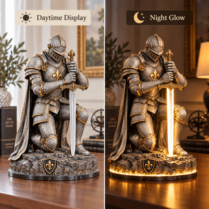 👑🛡️ The King’s Last Guardian™ – Illuminated Knight Sculpture