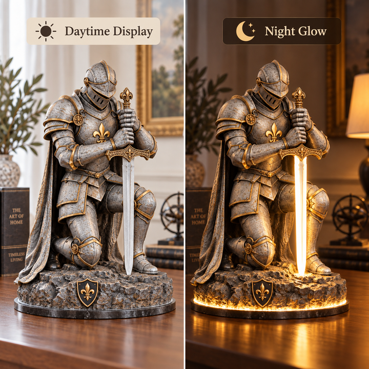 👑🛡️ The King’s Last Guardian™ – Illuminated Knight Sculpture