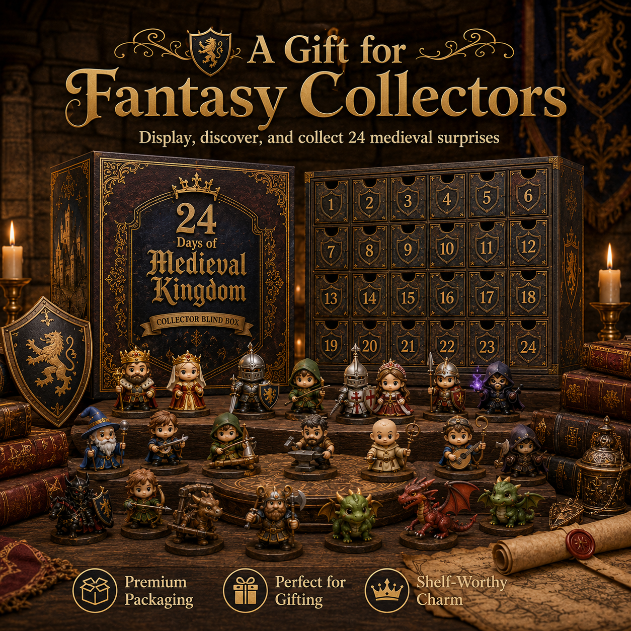 🏰 24 Days of Medieval Kingdom Advent Calendar – Knights, Dragons & Castle Collectibles 🐉⚔️