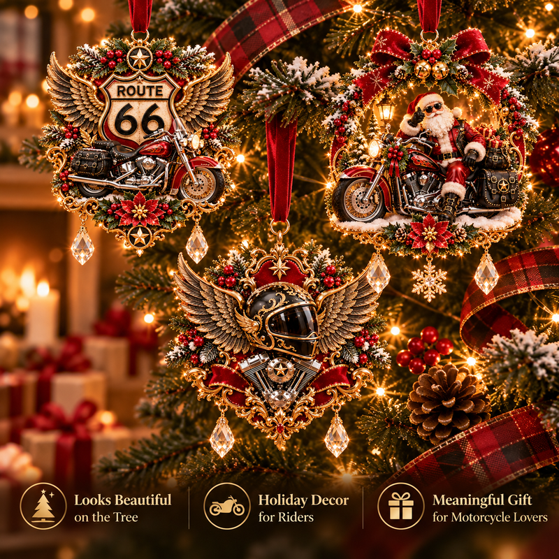 Motorcycle Christmas Ornament Collection – Biker Rider Holiday Tree Decor 🏍️🎄