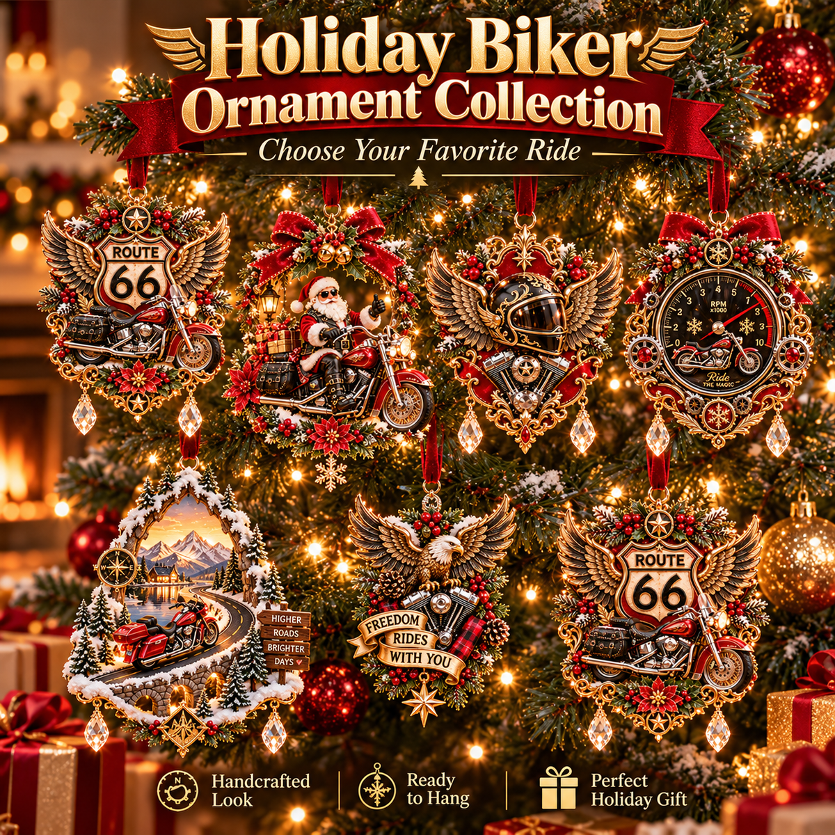 Motorcycle Christmas Ornament Collection – Biker Rider Holiday Tree Decor 🏍️🎄