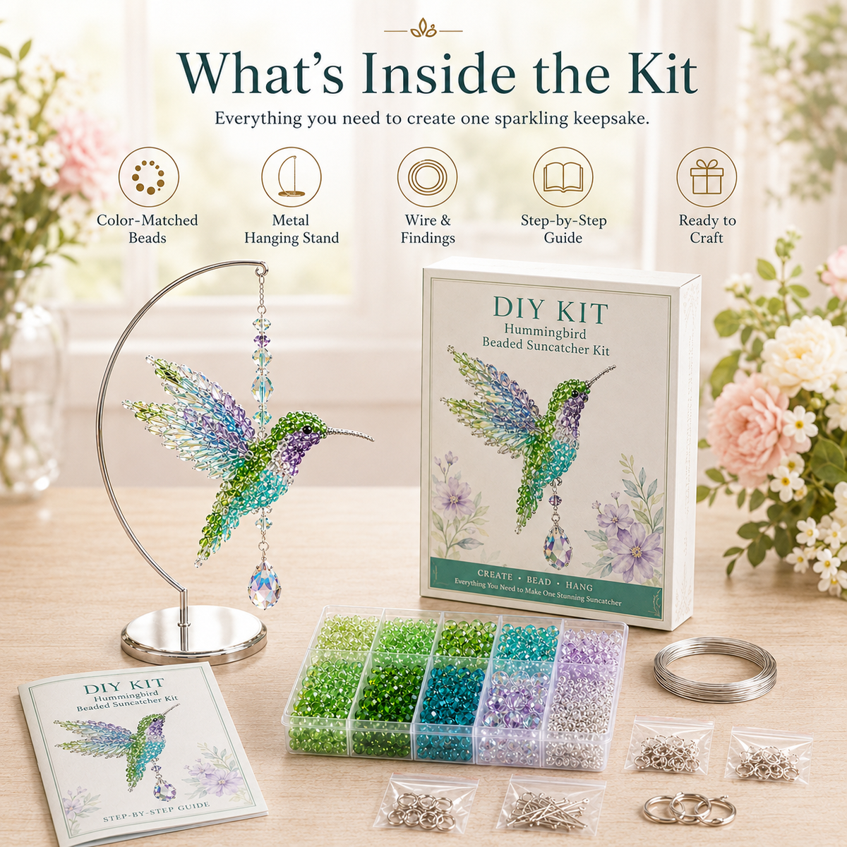 🔥Buy 3 Get 1 Free🎁DIY Crystal Beaded Suncatcher Kit – Handmade Ornament Gift for Craft Lovers 🎁