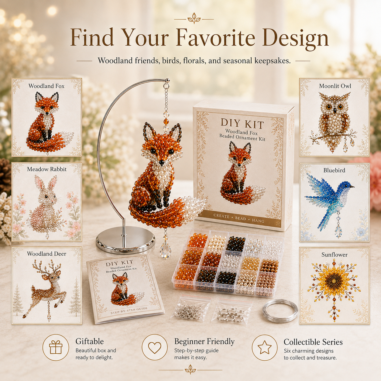 🔥Buy 3 Get 1 Free🎁DIY Crystal Beaded Suncatcher Kit – Handmade Ornament Gift for Craft Lovers 🎁