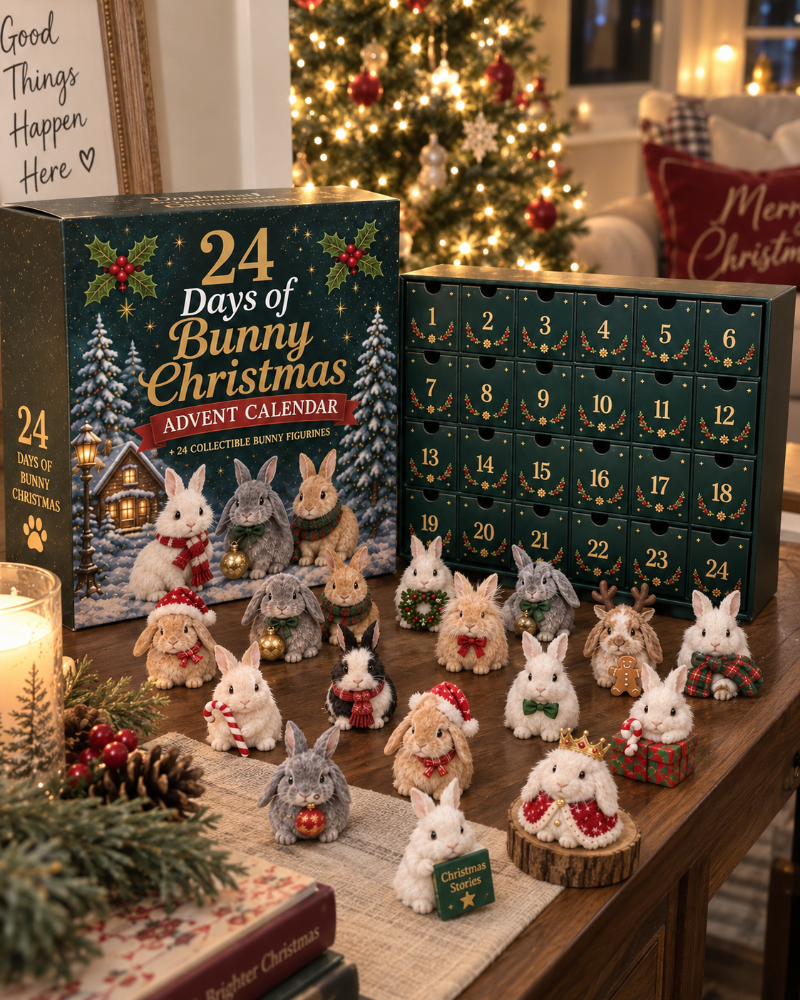 Bunny Christmas collection displayed at home