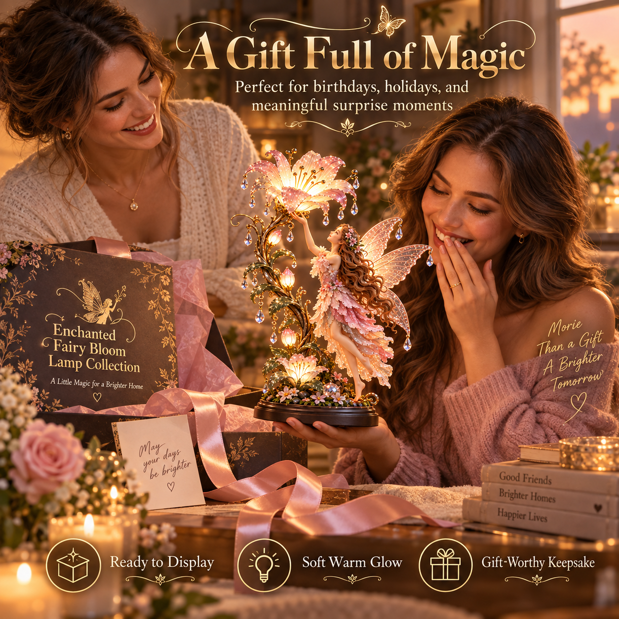 🌙✨ Fairy Flower Night Light – Enchanted Floral LED Lamp for Cozy Home Décor
