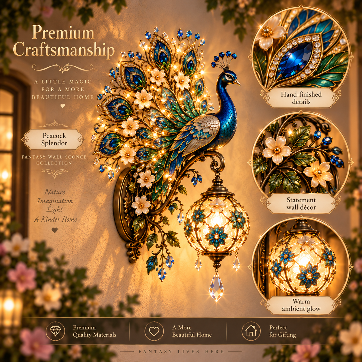 ✨ Enchanted Forest Outdoor Wall Light – Animal & Fairy Sconce Collection
