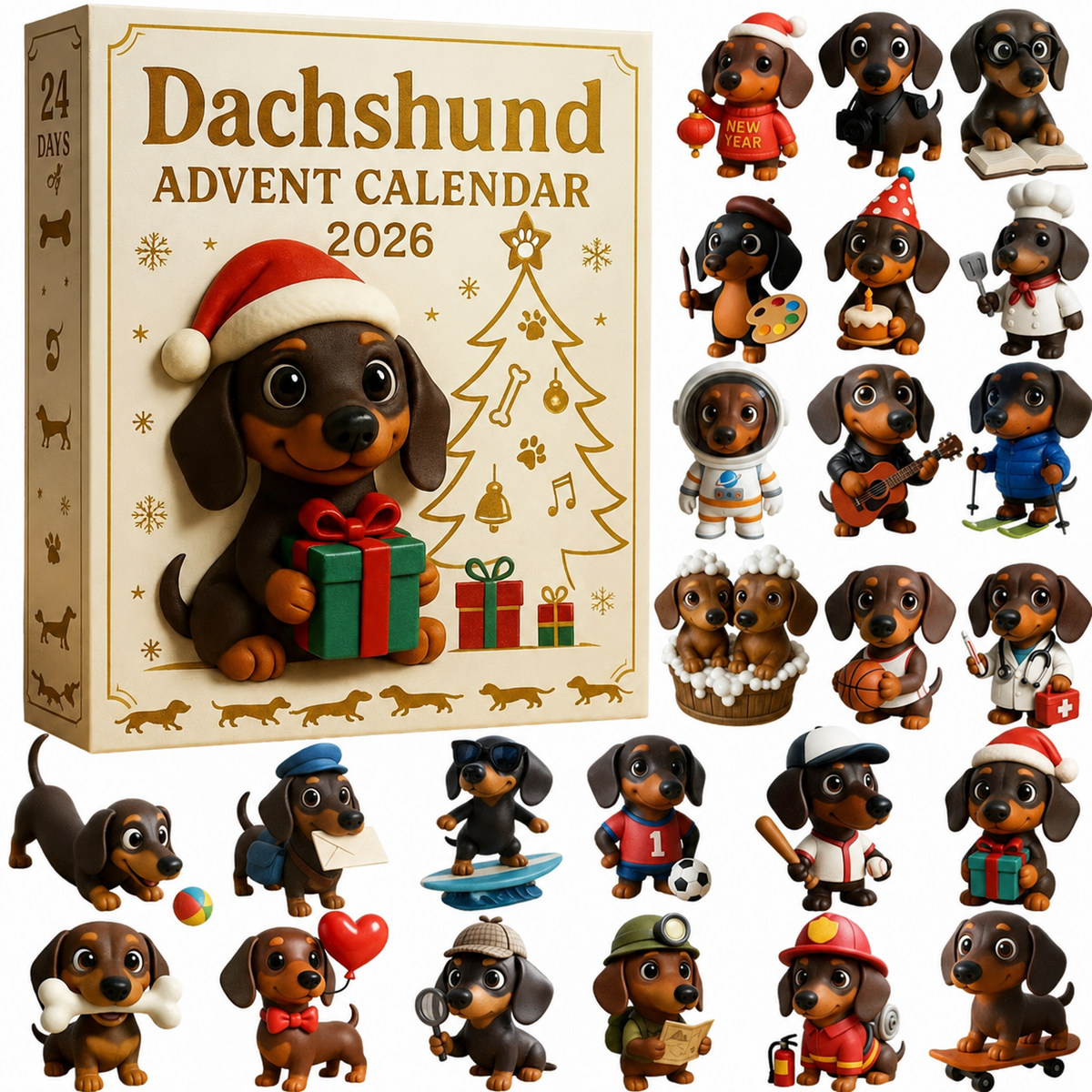 Full Dachshund Advent Calendar character collection