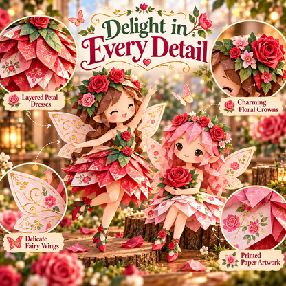 🧚DIY Paper Flower Fairies Craft Kit – 4 Foldable Fairies, 6 Garden Themes 🌸