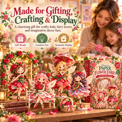 🧚DIY Paper Flower Fairies Craft Kit – 4 Foldable Fairies, 6 Garden Themes 🌸