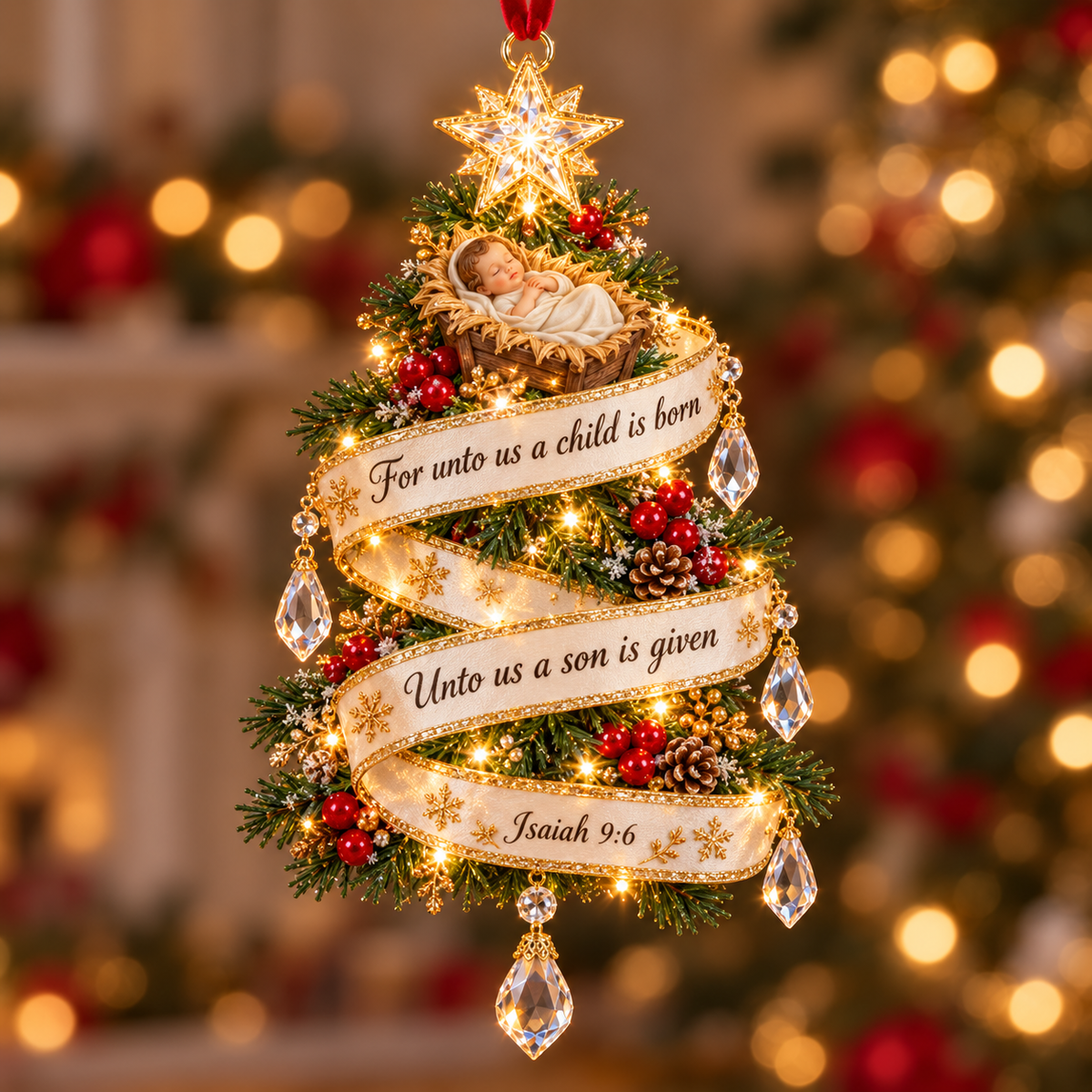 ✝️Christian Bible Verse Christmas Ornament – Faith-Inspired Hanging Decor 🎄