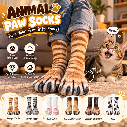 😂3D Realistic Animal Paw Socks – Funny Pet Reaction Novelty Socks 🐾