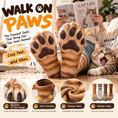 😂3D Realistic Animal Paw Socks – Funny Pet Reaction Novelty Socks 🐾