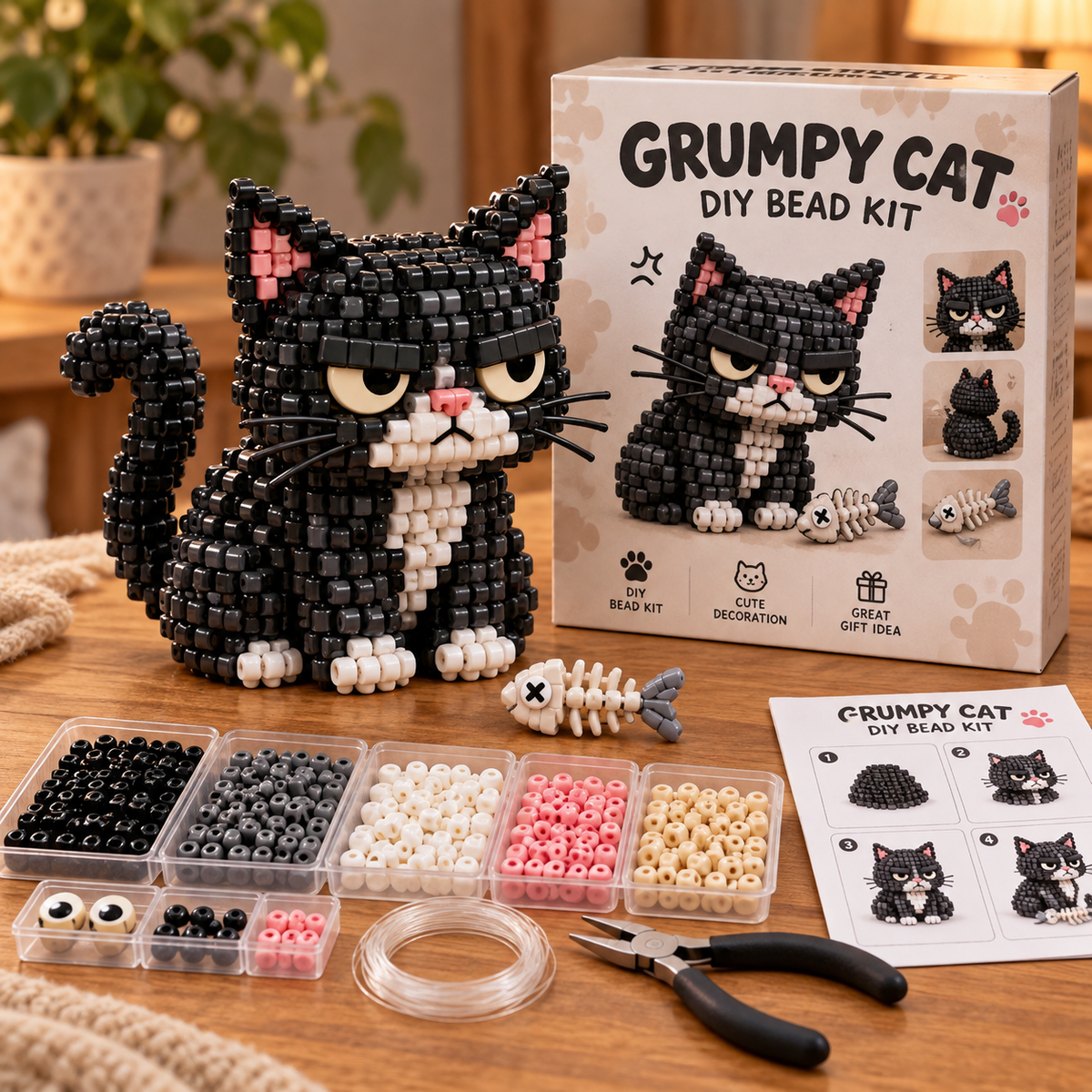 😂🐾Funny Animal DIY Bead Kit – Build Your Own Moody & Chaotic Creatures 🦊🦙