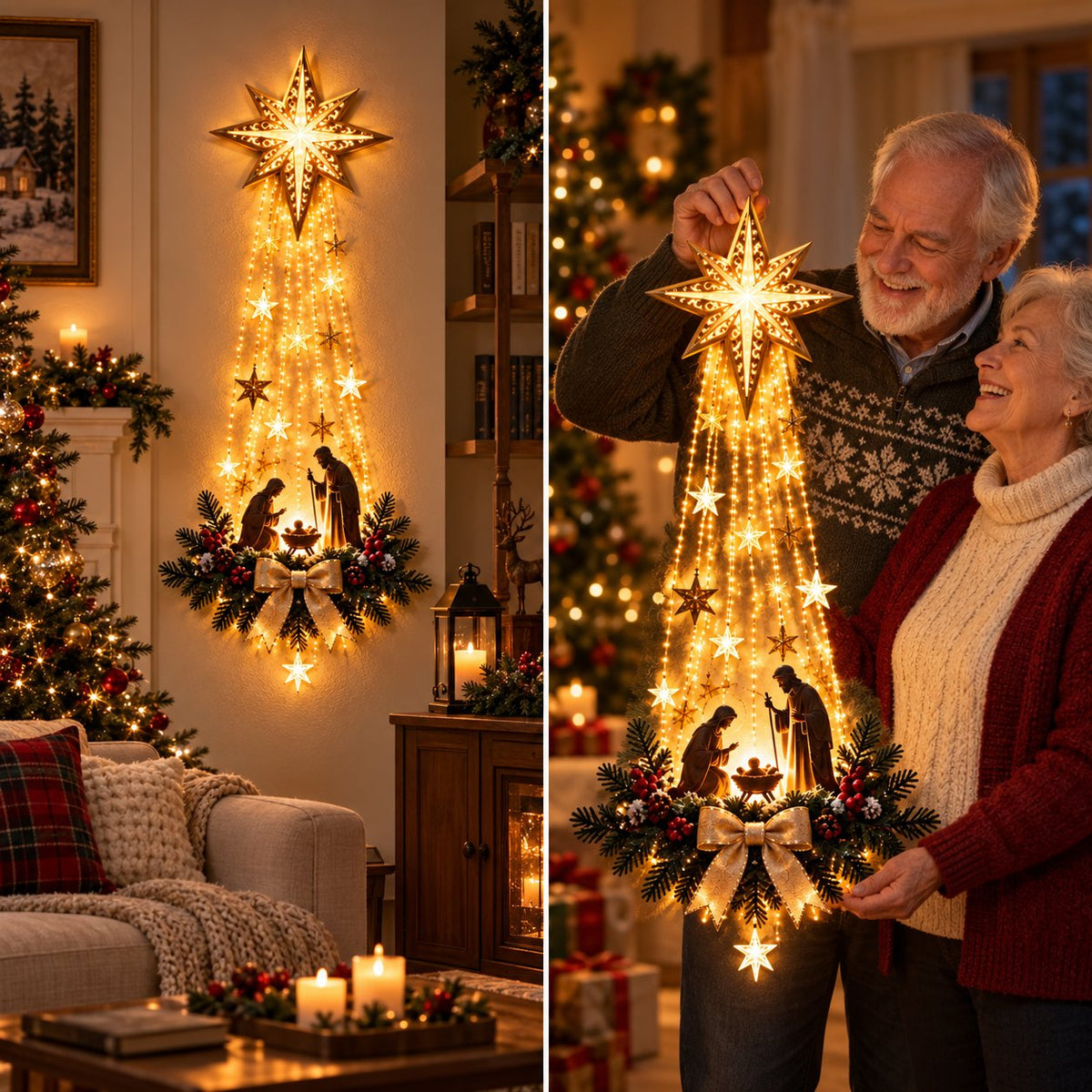 🔥Buy 2 Get 20% OFF🔥✝️ Bethlehem Star of Faith™ – Lighted Nativity Wall Decor✝️✝️