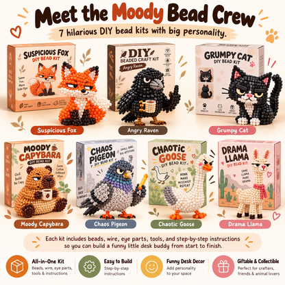 😂🐾Funny Animal DIY Bead Kit – Build Your Own Moody & Chaotic Creatures 🦊🦙
