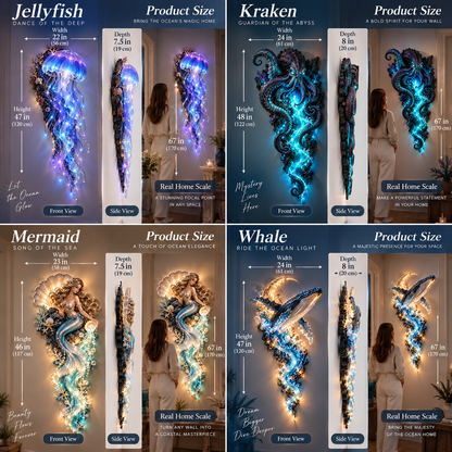 🌊✨ Enchanted Ocean Legends™ Lighted Wall Décor Collection 🐋🧜‍♀️