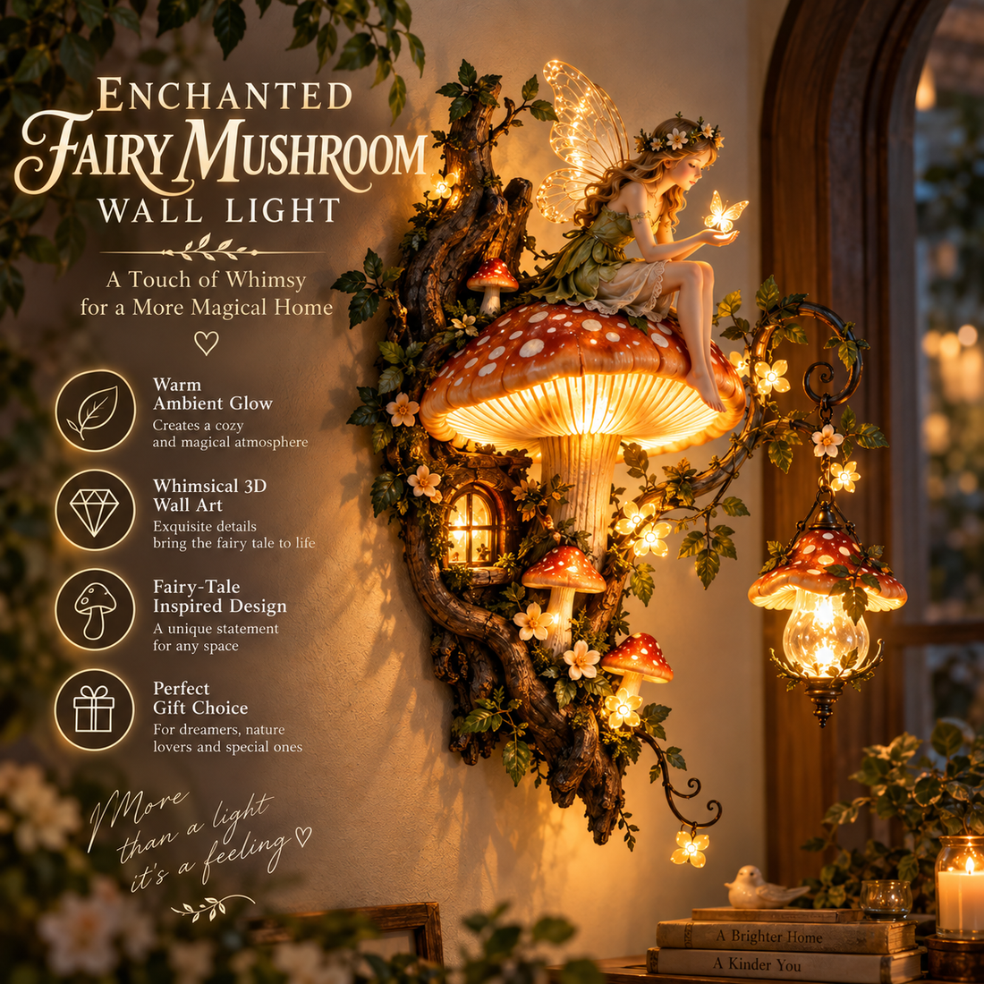 Enchanted Mushroom Fairy Wall Light