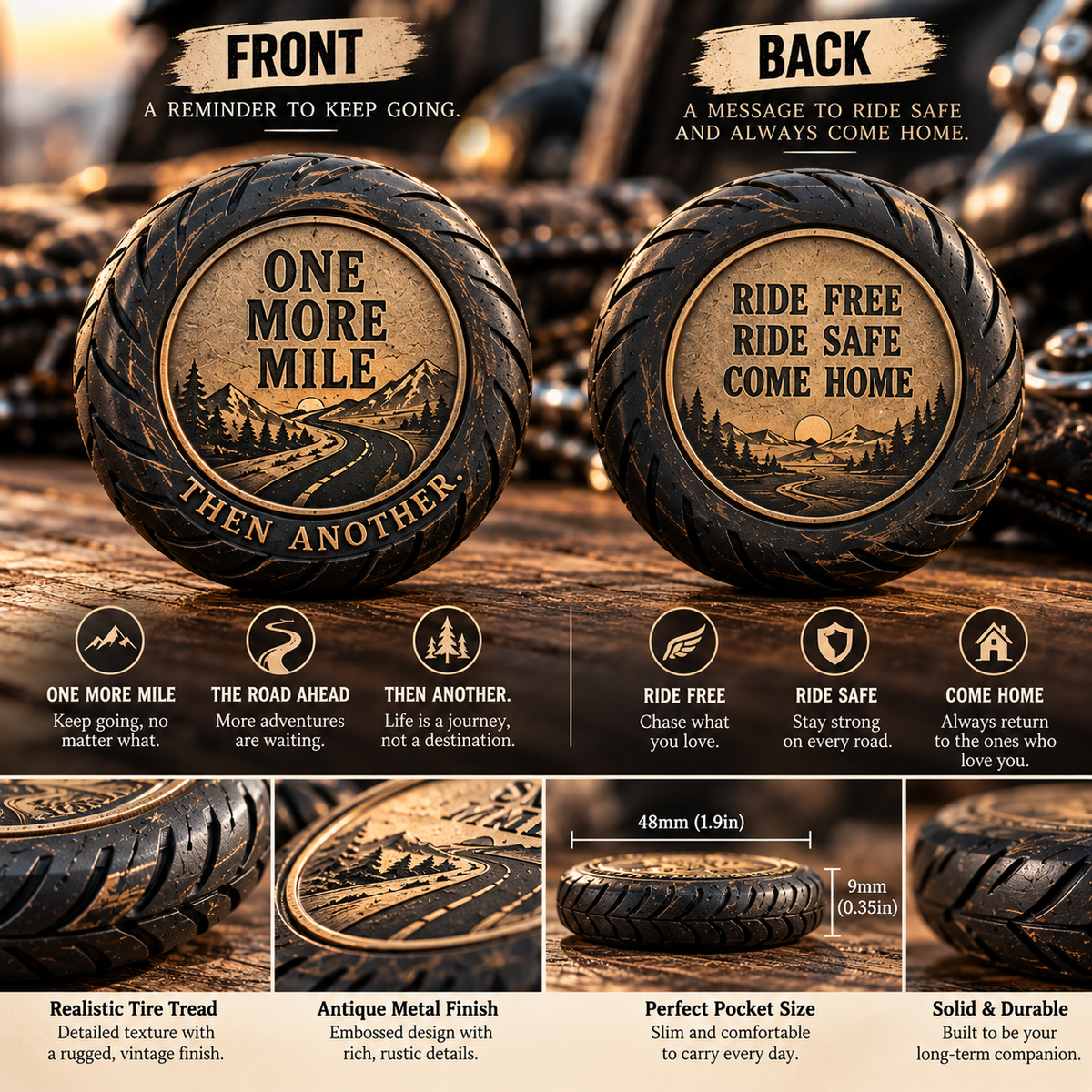 Front and back of the One More Mile rider pocket hug