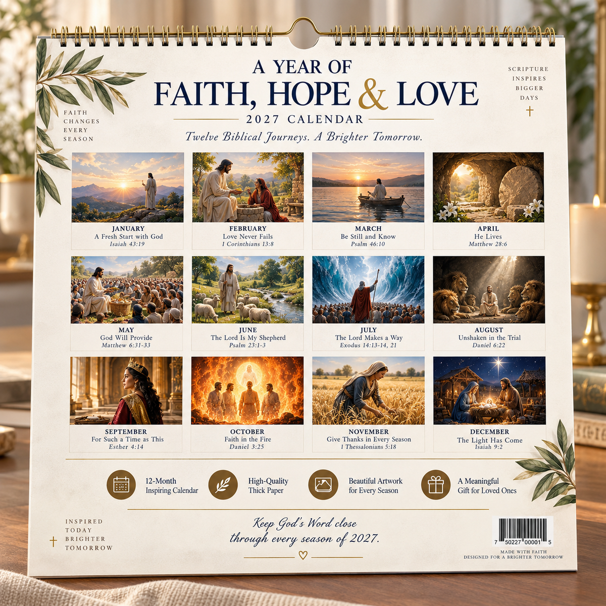 ⏰Limited Stock 50% OFF - 📖✨2027 Bible Verses for Strength Wall Calendar