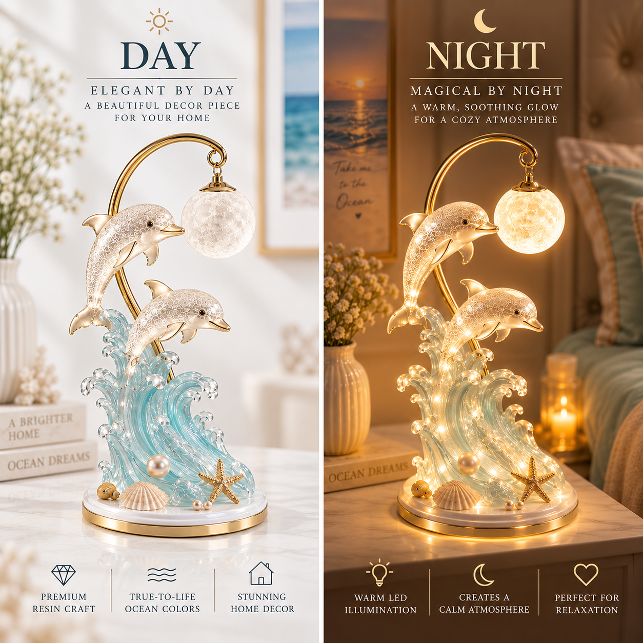 🐬🌙 Dolphin Moonlight Ocean Lamp 🌊✨