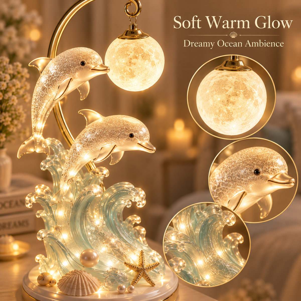 🐬🌙 Dolphin Moonlight Ocean Lamp 🌊✨