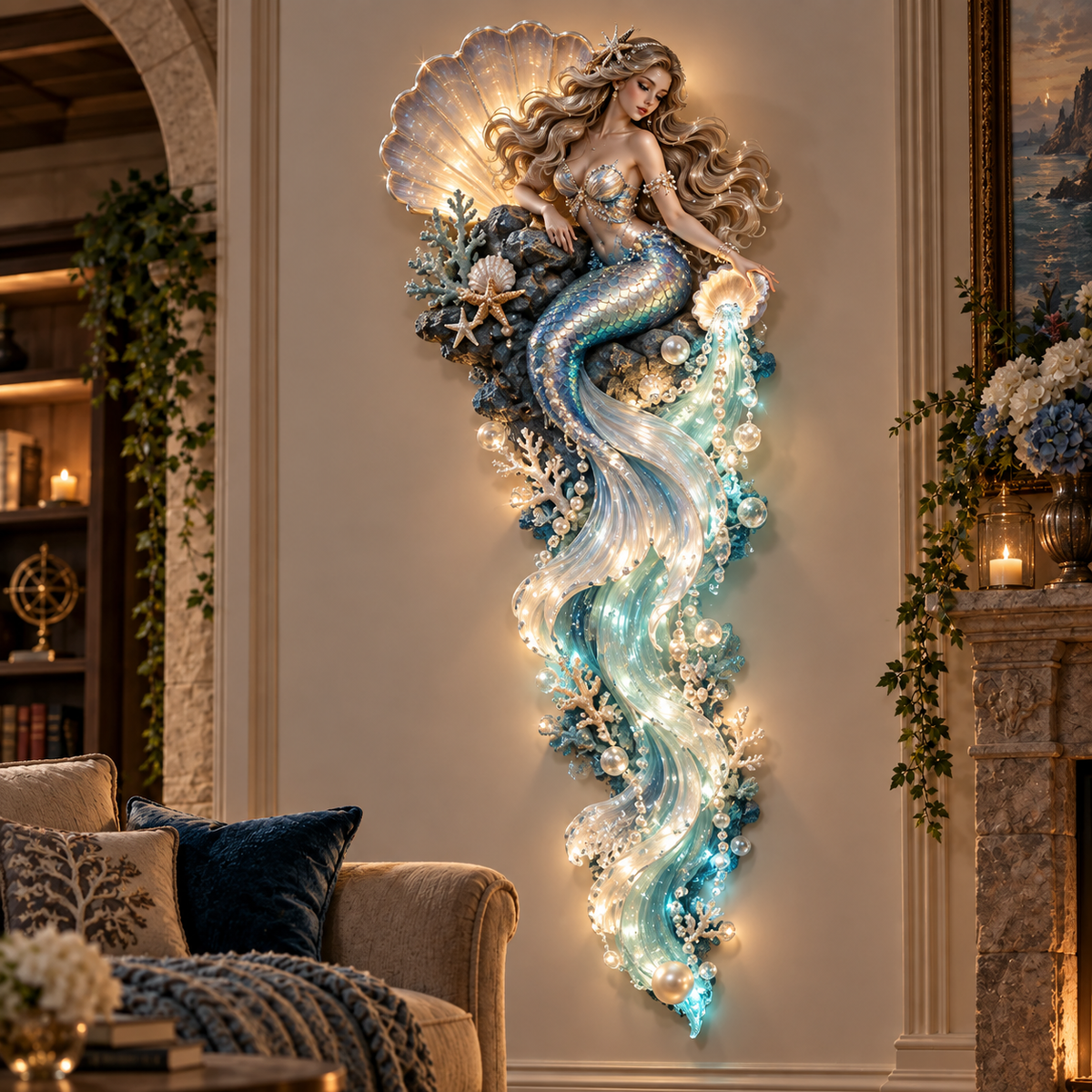 🌊✨ Enchanted Ocean Legends™ Lighted Wall Décor Collection 🐋🧜‍♀️