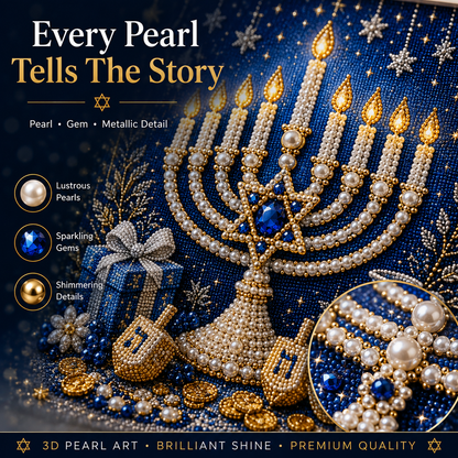 🎁Eight Nights of Light 🕎✨ – DIY Hanukkah Pearl Art Kit