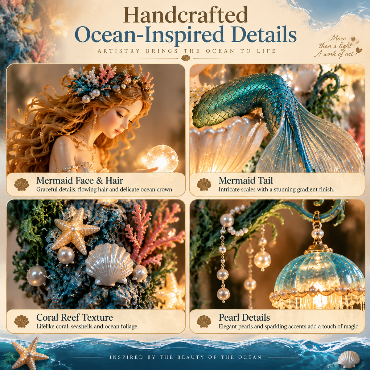 Mermaid Pearl Wall Light craftsmanship details