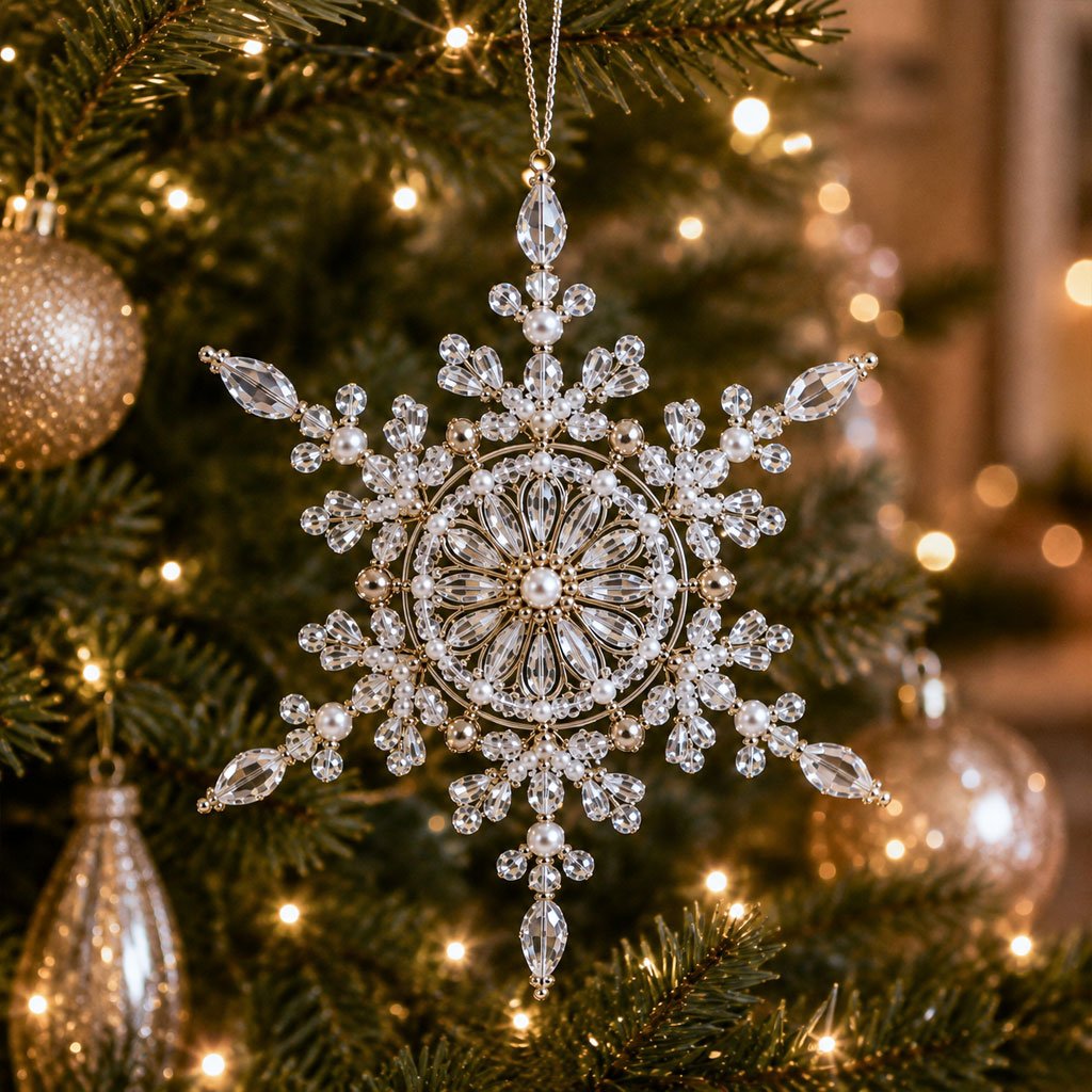 🎁Buy 3Get 1 Free❄️ DIY Crystal Beaded Snowflake Ornament Kit – Christmas Craft Decoration