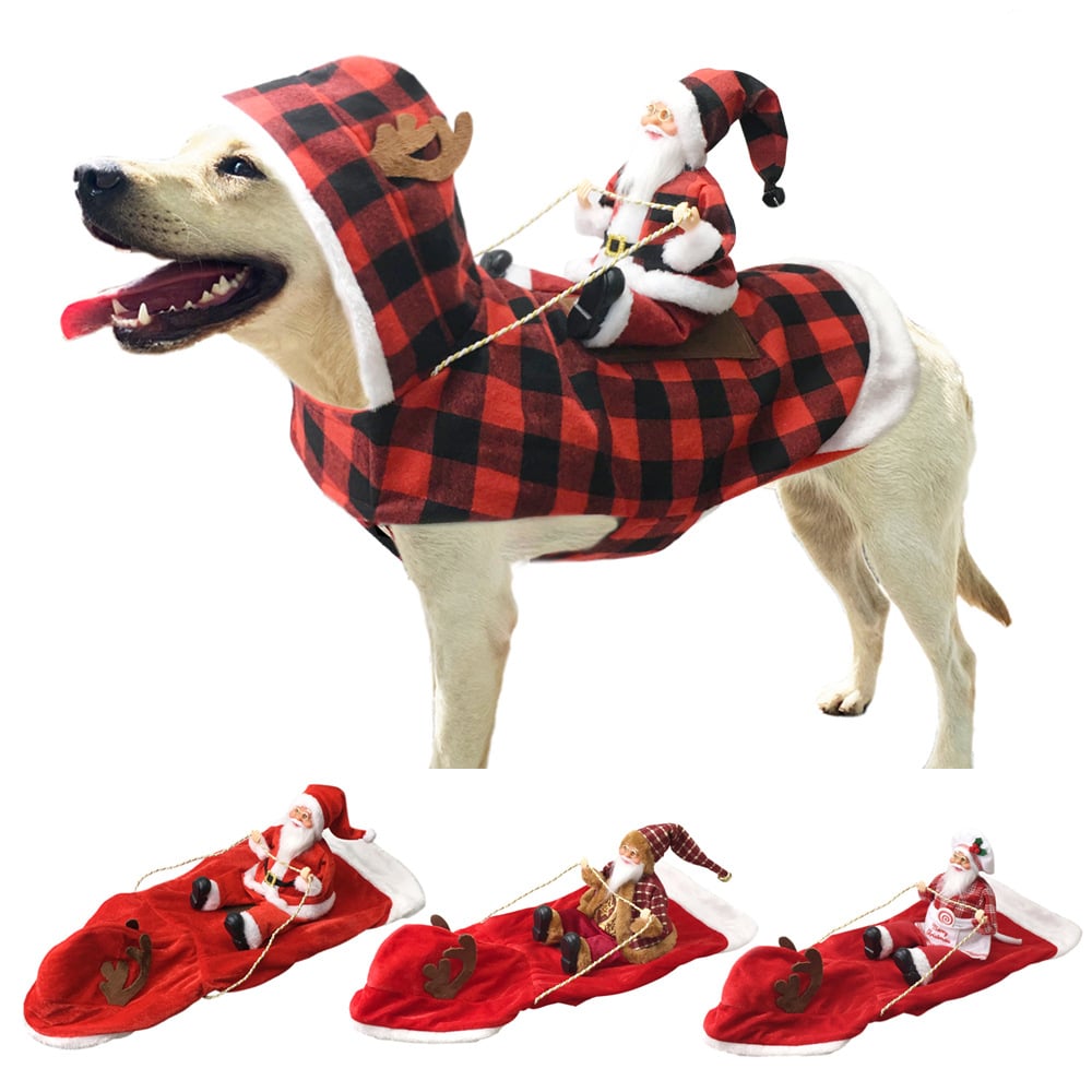 🎅🐾 Christmas Santa Rider Pet Costume – Funny Holiday Outfit for Dogs & Cats 🎄🐶